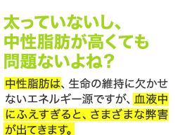 太っていないし、中性脂肪が高くても問題ないよね？